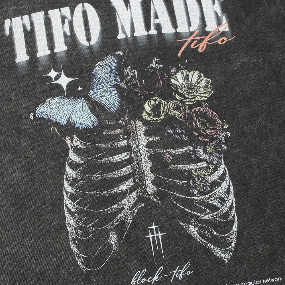 Men’s Dark Skull Skeleton Washed T-Shirt – Vintage Worn Streetwear Graphic Tee