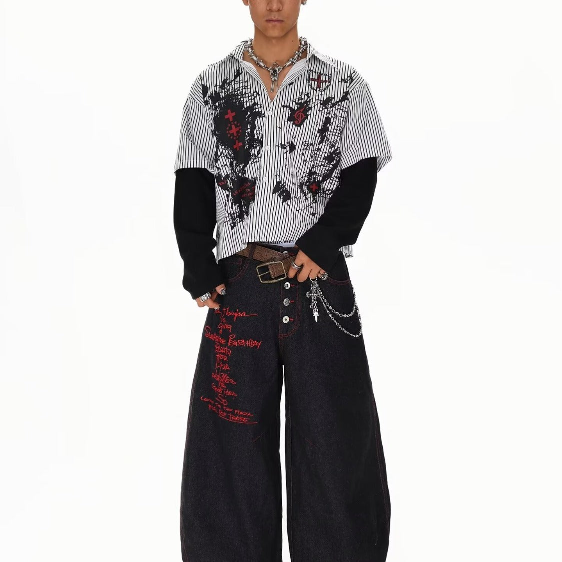 Men’s American High-Street Machete Jeans – Streetwear Denim Pants