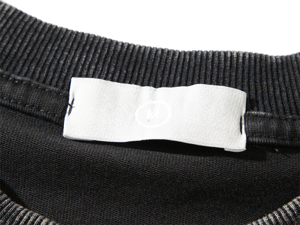 Men’s Dark Skull Skeleton Washed T-Shirt – Vintage Worn Streetwear Graphic Tee