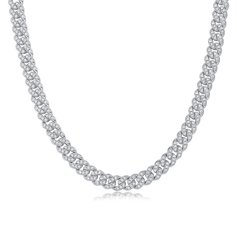 Moissanite Cuban Link Chain Necklace – Silver Gold-Plated Luxury Iced Out Jewelry