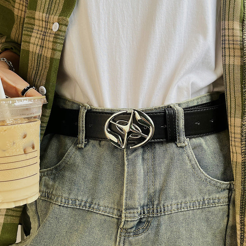 Men’s Black Ornament Jeans Belt – Fashion Decorative Waist Belt