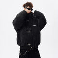 Men’s Retro Stand-Up Collar Puffer Jacket – Loose Fit Winter Streetwear Coat