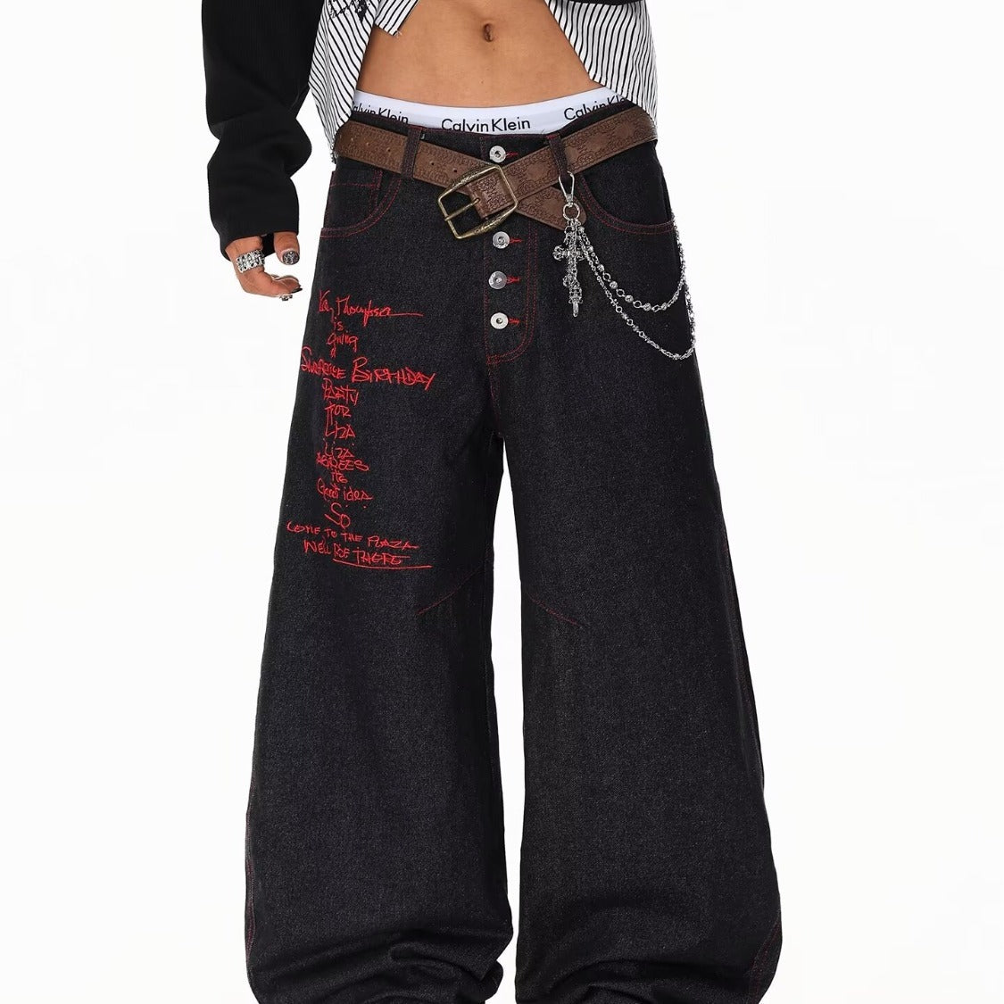 Men’s American High-Street Machete Jeans – Streetwear Denim Pants