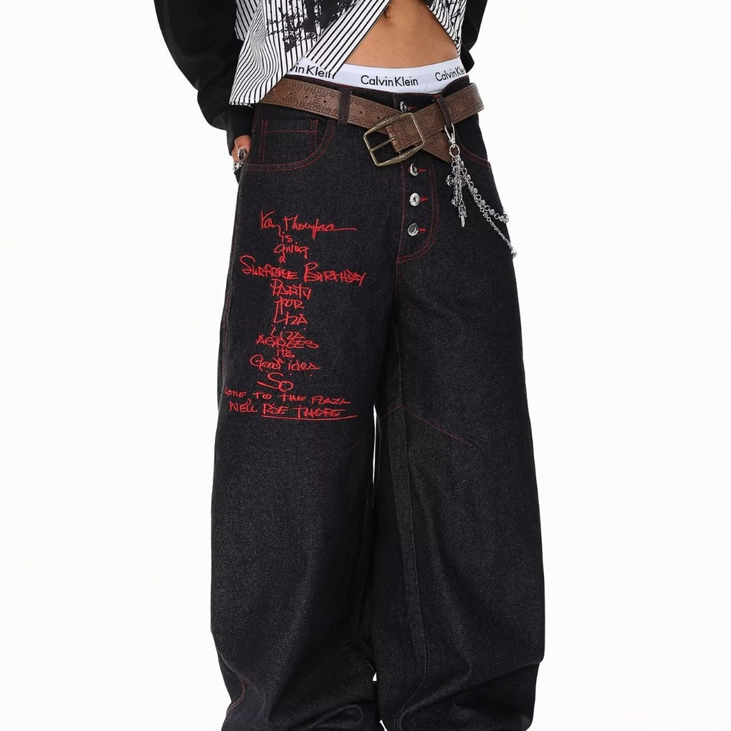 Men’s American High-Street Machete Jeans – Streetwear Denim Pants